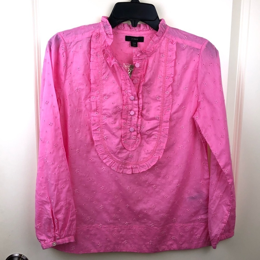 J Crew Pink Ruffle Floral Eyelet Larkspur Pink XXS - Picture 5 of 13